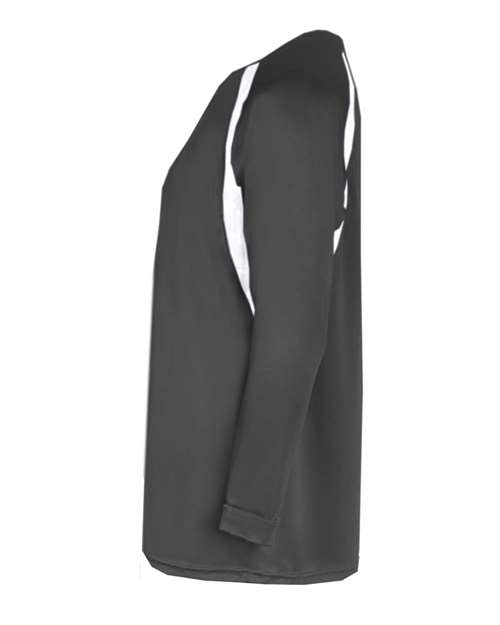 Badger 2154 Youth B-Core Hook Long Sleeve T-Shirt - Graphite/ White - side