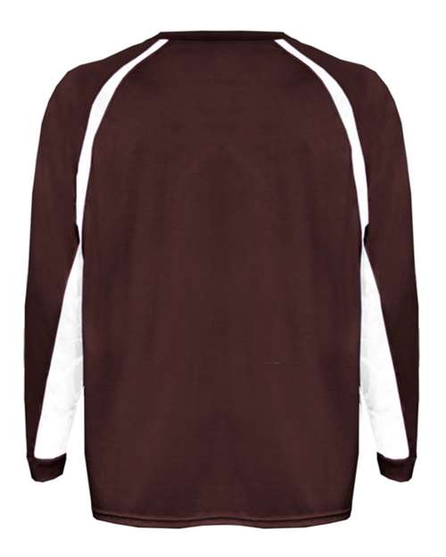 Badger 2154 Youth B-Core Hook Long Sleeve T-Shirt - Maroon/ White - back