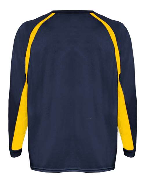 Badger 2154 Youth B-Core Hook Long Sleeve T-Shirt - Navy/ Gold - back