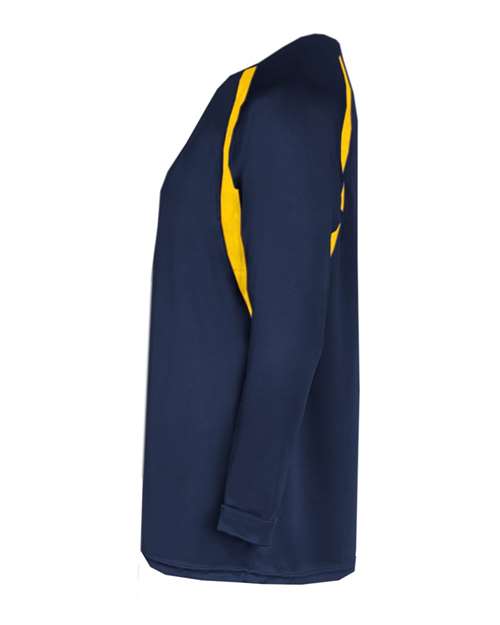 Badger 2154 Youth B-Core Hook Long Sleeve T-Shirt - Navy/ Gold - side