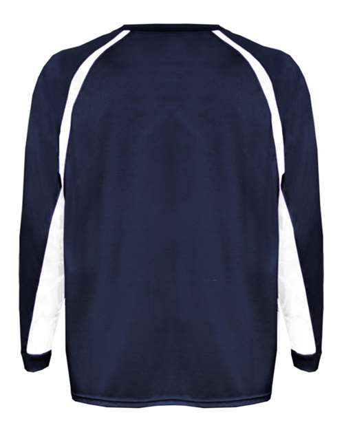 Badger 2154 Youth B-Core Hook Long Sleeve T-Shirt - Navy/ White - back