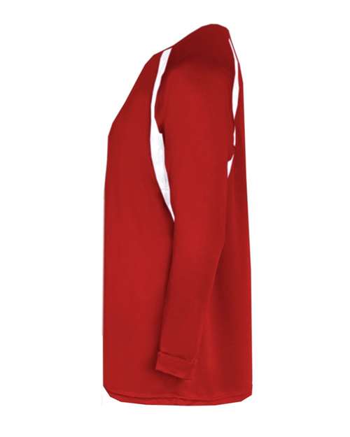 Badger 2154 Youth B-Core Hook Long Sleeve T-Shirt - Red/ White - side