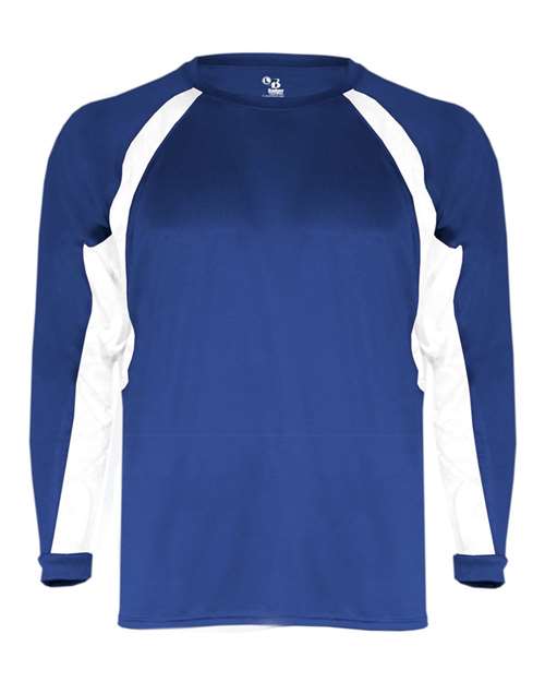 Badger 2154 Youth B-Core Hook Long Sleeve T-Shirt - Royal/ White - front