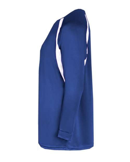 Badger 2154 Youth B-Core Hook Long Sleeve T-Shirt - Royal/ White - side