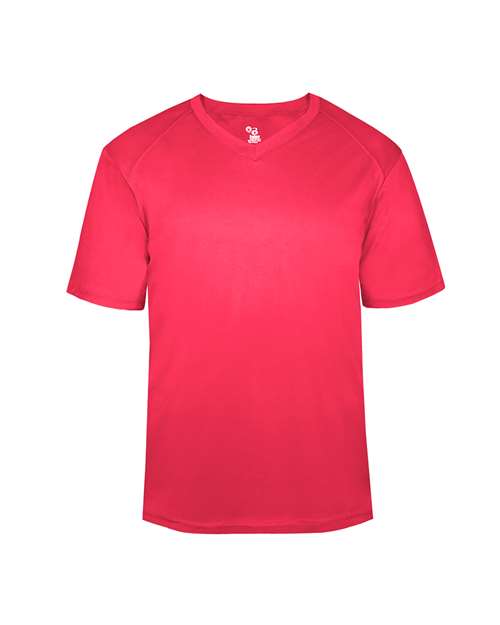 Badger 2162 Youth B-Core V-Neck T-Shirt - Hot Coral - front