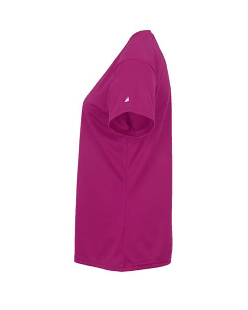 Badger 2162 Youth B-Core V-Neck T-Shirt - Hot Pink - side
