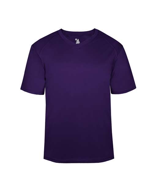 Badger 2162 Youth B-Core V-Neck T-Shirt - Purple - front