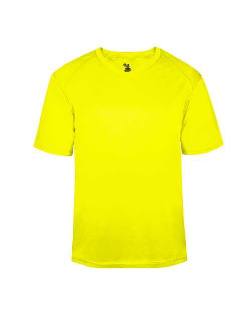Badger 2162 Youth B-Core V-Neck T-Shirt - Safety Yellow - front