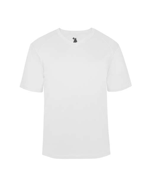 Badger 2162 Youth B-Core V-Neck T-Shirt - White - front