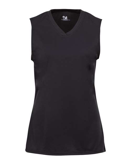 Badger 2163 Girls' B-Core Sleeveless T-Shirt - Black - front