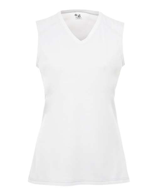 Badger 2163 Girls' B-Core Sleeveless T-Shirt - White - front