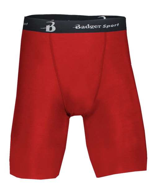 Badger 4607 Men's Pro-Compression Shorts - Red - front