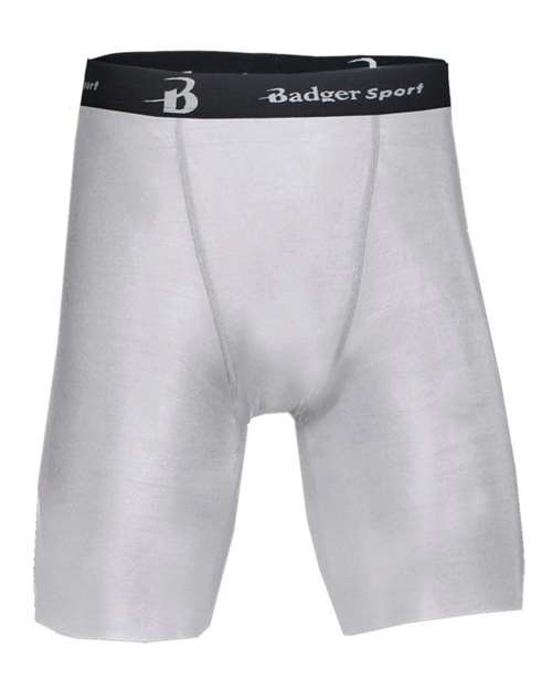 Badger 4607 Men's Pro-Compression Shorts - Silver - front