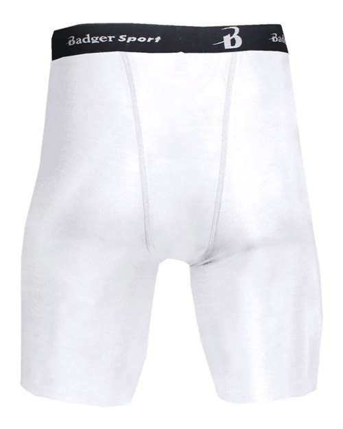 Badger 4607 Men's Pro-Compression Shorts - White - back