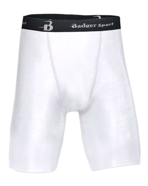 Badger 4607 Men's Pro-Compression Shorts - White - front