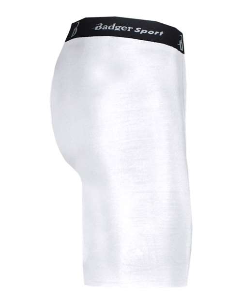 Badger 4607 Men's Pro-Compression Shorts - White - side