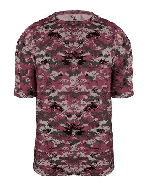 Badger 2180 Youth Digital Camo T-Shirt - Maroon Digital - front