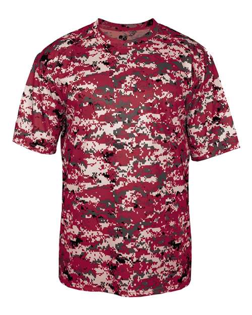 Badger 2180 Youth Digital Camo T-Shirt - Cardinal Digital - front