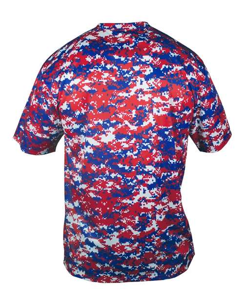 Badger 2180 Youth Digital Camo T-Shirt - Red/ Royal Digital - back
