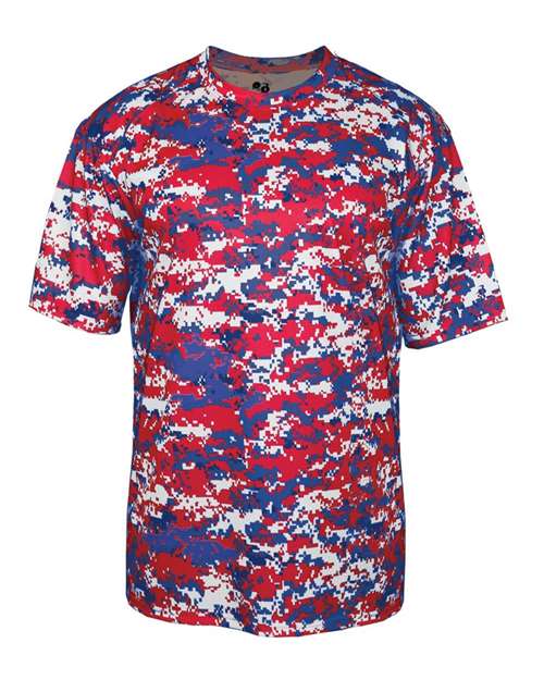 Badger 2180 Youth Digital Camo T-Shirt - Red/ Royal Digital - front