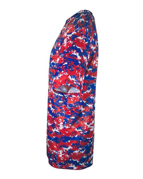 Badger 2180 Youth Digital Camo T-Shirt - Red/ Royal Digital - side