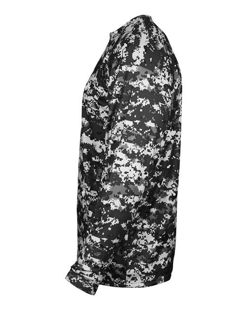 Badger 2184 Youth Digital Camo Long Sleeve T-Shirt - Black Digital - side