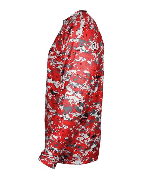 Badger 2184 Youth Digital Camo Long Sleeve T-Shirt - Red Digital - side