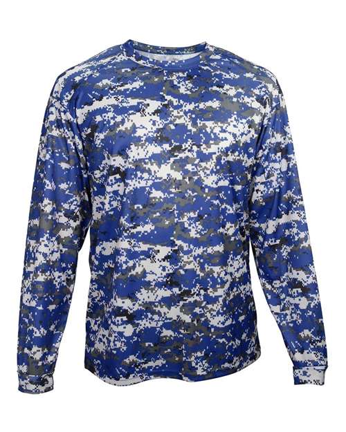 Badger 2184 Youth Digital Camo Long Sleeve T-Shirt - Royal Digital - front