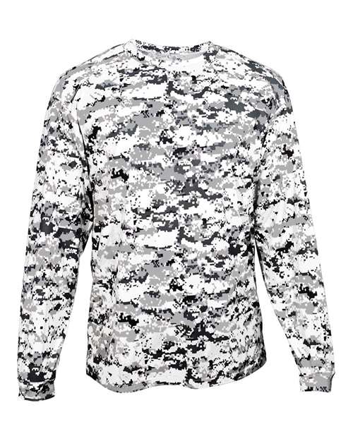 Badger 2184 Youth Digital Camo Long Sleeve T-Shirt - White Digital - front