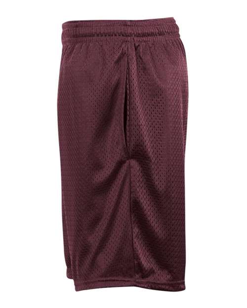 Badger 7219 Men's Pro Mesh 9" Shorts with Pockets - Maroon - side