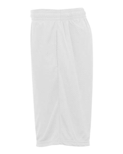 Badger 7219 Men's Pro Mesh 9" Shorts with Pockets - White - side