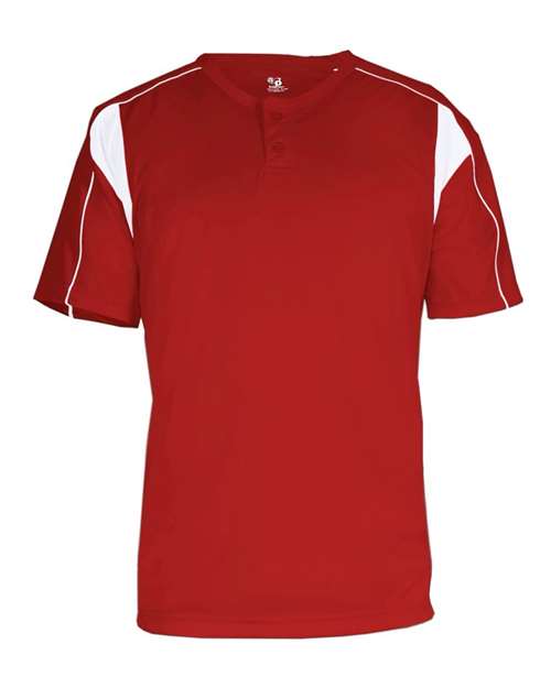 Alleson Athletic 2937 Youth B-Core Pro Placket Jersey - Red/ White - front