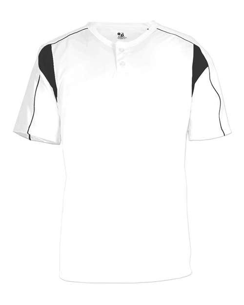 Alleson Athletic 2937 Youth B-Core Pro Placket Jersey - White/ Black - front
