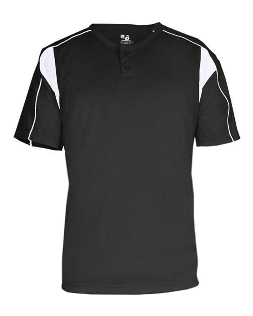 Alleson Athletic 7937 Men's B-Core Pro Placket Jersey - Black/ White - front