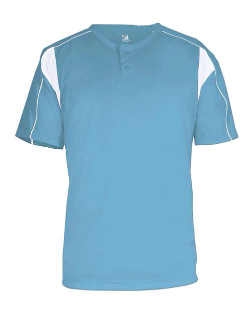 Alleson Athletic 7937 Men's B-Core Pro Placket Jersey - Columbia Blue/ White - front