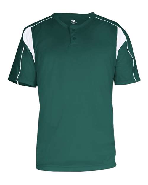 Alleson Athletic 7937 Men's B-Core Pro Placket Jersey - Forest/ White - front