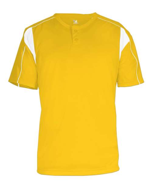 Alleson Athletic 7937 Men's B-Core Pro Placket Jersey - Gold/ White - front