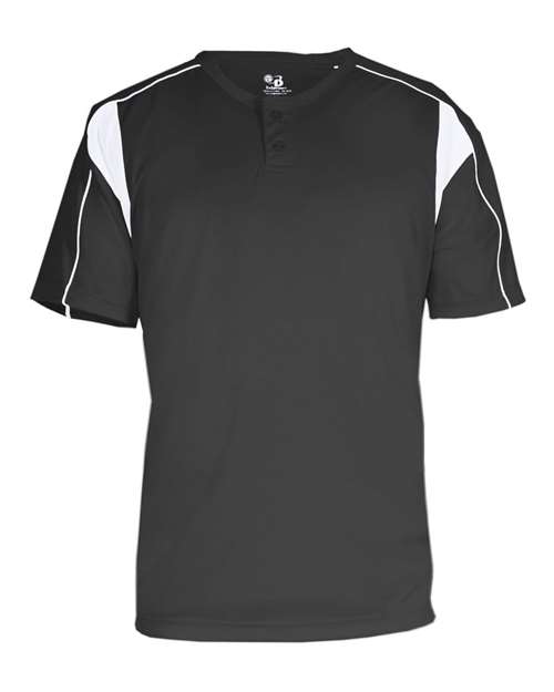Alleson Athletic 7937 Men's B-Core Pro Placket Jersey - Graphite/ White - front