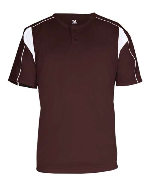 Alleson Athletic 7937 Men's B-Core Pro Placket Jersey - Maroon/ White - front