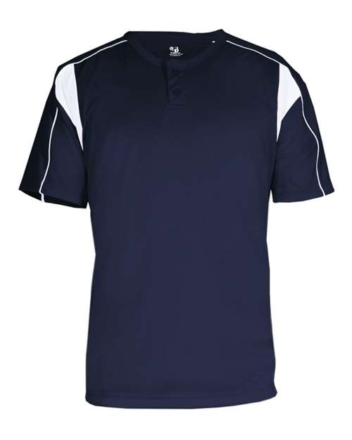 Alleson Athletic 7937 Men's B-Core Pro Placket Jersey - Navy/ White - front