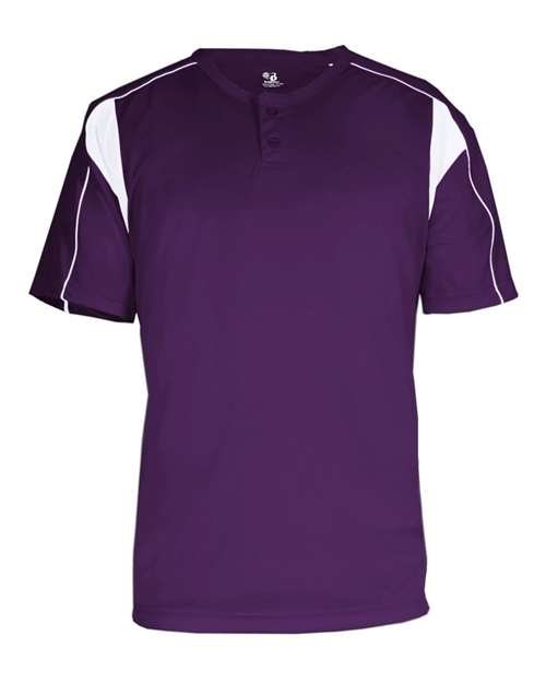 Alleson Athletic 7937 Men's B-Core Pro Placket Jersey - Purple/ White - front