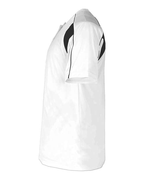Alleson Athletic 7937 Men's B-Core Pro Placket Jersey - White/ Black - side