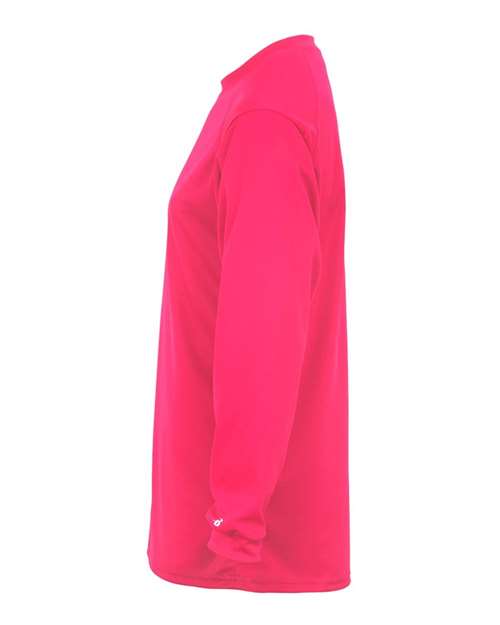 Badger 4104 Unisex B-Core Long Sleeve T-Shirt - Hot Pink - side