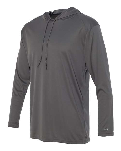 Badger 4105 Unisex B-Core Hooded Long Sleeve T-Shirt - Graphite - side