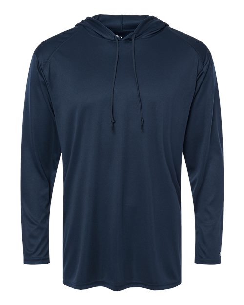 Badger 4105 Unisex B-Core Hooded Long Sleeve T-Shirt - Navy - front