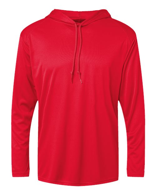 Badger 4105 Unisex B-Core Hooded Long Sleeve T-Shirt - Red - front