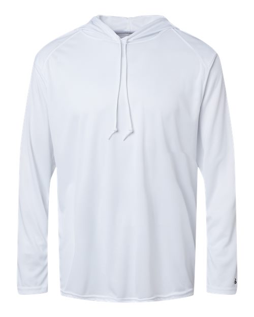 Badger 4105 Unisex B-Core Hooded Long Sleeve T-Shirt - White - front