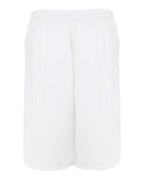 Badger 4119 Men's B-Core 10" Shorts with Pockets - White - back