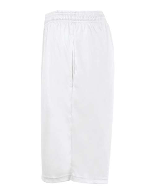 Badger 4119 Men's B-Core 10" Shorts with Pockets - White - side