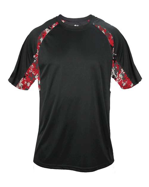 Badger 4140 Men's Hook Digital T-Shirt - Black/ Red - front